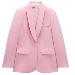 ZARA Pastel Pink Shawl Collar Single-Button Blazer